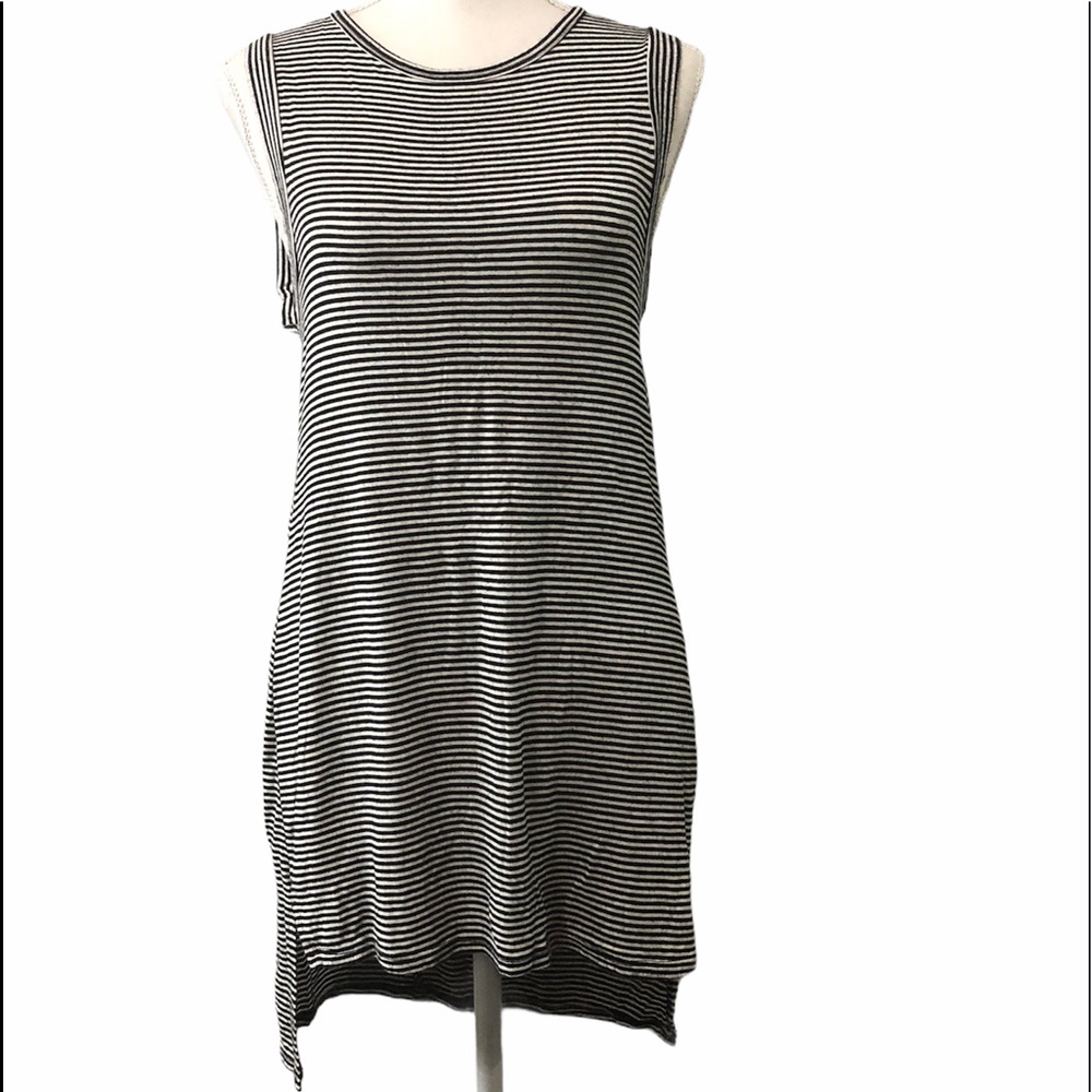 Poetry High Low Dress Black White Stripe Stretch
